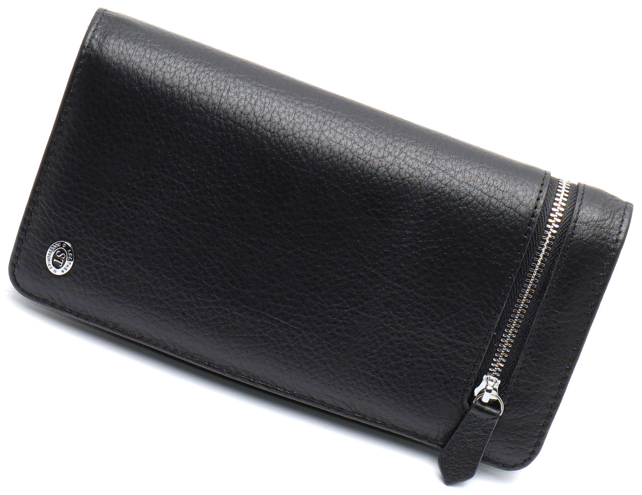 Чорний багатофункціональний чоловічий гаманець з натуральної шкіри МС291