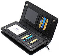 Чорний багатофункціональний чоловічий гаманець з натуральної шкіри МС291, фото 4