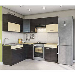 Кутова кухня Аліна Люкс Світ Меблів 170х210 см з фасадом темний венге та світлий венге