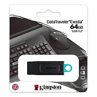 Флеш накопитель USB3.2 64GB Kingston DataTraveler Exodia Black/Teal (DTX/64GB)