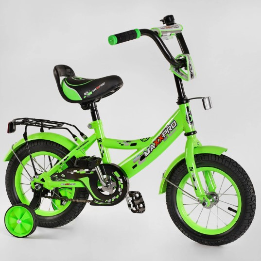 Двоколісний велосипед Corso MAXXPRO-N12-2 діаметр коліс 12" обладнаний страхувальними колесами, ножне гальмо