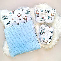 Набор в коляску "Минки" 3 предмета: подушка, плед, простынь / комплект постельного белья в детскую коляску