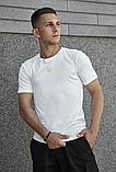 Футболка біла з українською символікою, Чоловіча патріотична повсякденна футболка з тризубом, фото 7