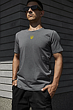 Сіра повсякденна футболка з тризубом, Чоловічі футболки для повсякденного носіння з гербом, фото 3