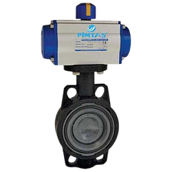 Поворотний дисковий клапан без фланців, пневматичний подвійної дії.