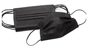 Одноразова захисна маска підвищеної щільності чорна тришарова, з фіксатором на перенісся, 50 шт.
