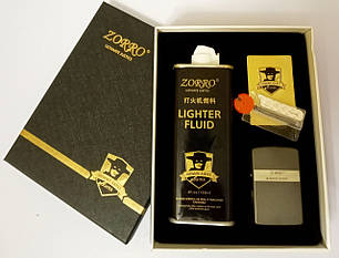 Подарунковий набір з бензиновою запальничкою (бензин/запальничка/кремінь/фітіль) Zorro ULTIMATE JUSTICE HL-226