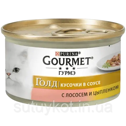 Purina Gourmet Gold Пурина Гурмет Голд консервований корм для котів, з лососем та куркою, 85 гр.