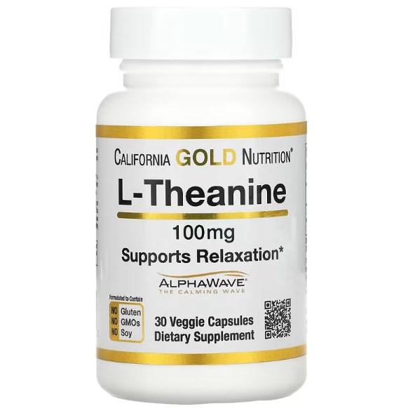 Амінокислоти California Gold Nutrition L-Theanine 100 mg (30 капсул.), фото 1