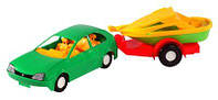 Машина детская пластиковая"Авто-купе с прицепом", слюдой 39*10см, ТМ Wader