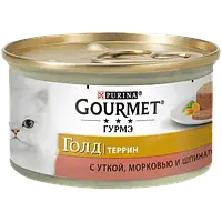 Purina Gourmet Gold Пурина Гурмет Голд консервований корм террін з качкою, морквою та шпинатом для котів, 85 гр.