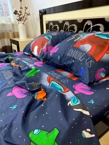 Полуторний дитячий комплект постільної білизни "Амонгас синій", фото 3