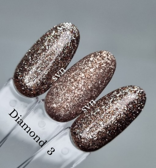 Гель лак для нігтів з блискітками коричнево - бежевий SVN Diamond №3 10мл