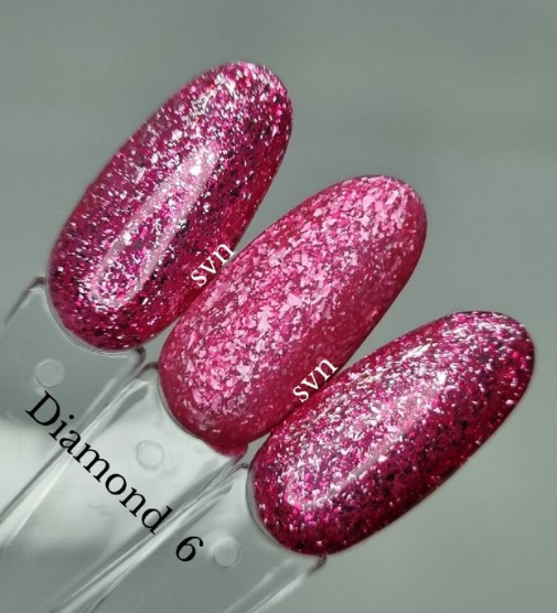 Гель лак для нігтів рожево - малиновий з блискітками, шимером SVN Diamond №6 10мл