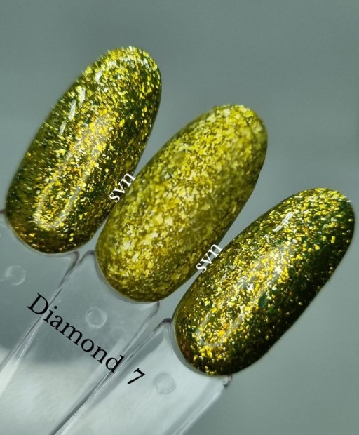 Гель лак оливково - салатовий блискучий, з блискітками, шимером SVN Diamond №7 10мл