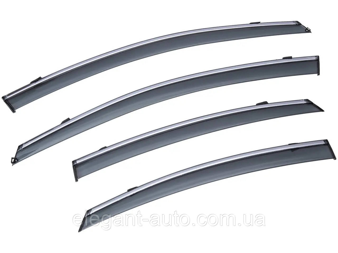 Дефлектори вікон Mitsubishi Pajero Sport 2013- П\К скотч "FLY" (з хром-смугою)