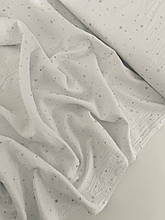 Муслін (бавовняна тканина) жатка Гліттер срібні зірочки на білому (0,80*135)