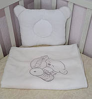 Плед детский из махры + подушка "Белый Мишка"