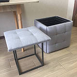 Пуф трансформер 5в1 із п'яти стільців зі світло сірої рогожки стандарт, фото 4