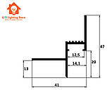 Профіль тіньового шва з лед підсвіткою ПТШЛ-15 без покриття (2500мм), фото 2