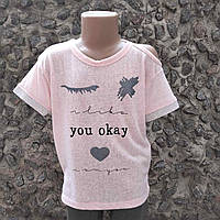 Футболка дівчаткам св.-рожева "You Okay" Т2594