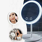 Дзеркало для макіяжу з підсвіткою та вентилятором Beauty Breeze Mirror / Косметичне настільне кругле дзеркало, фото 5