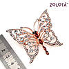 Брошка "Метелик" з темно-рожевими та білими фіанітами (куб. цирконієм), у позолоті, ЗЛ00278 (1), фото 3