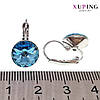 Сережки Xuping, розмір 18x11 мм, кристали Swarovski небесно-блакитного кольору, вага 4 г, родій (біле золото),, фото 4