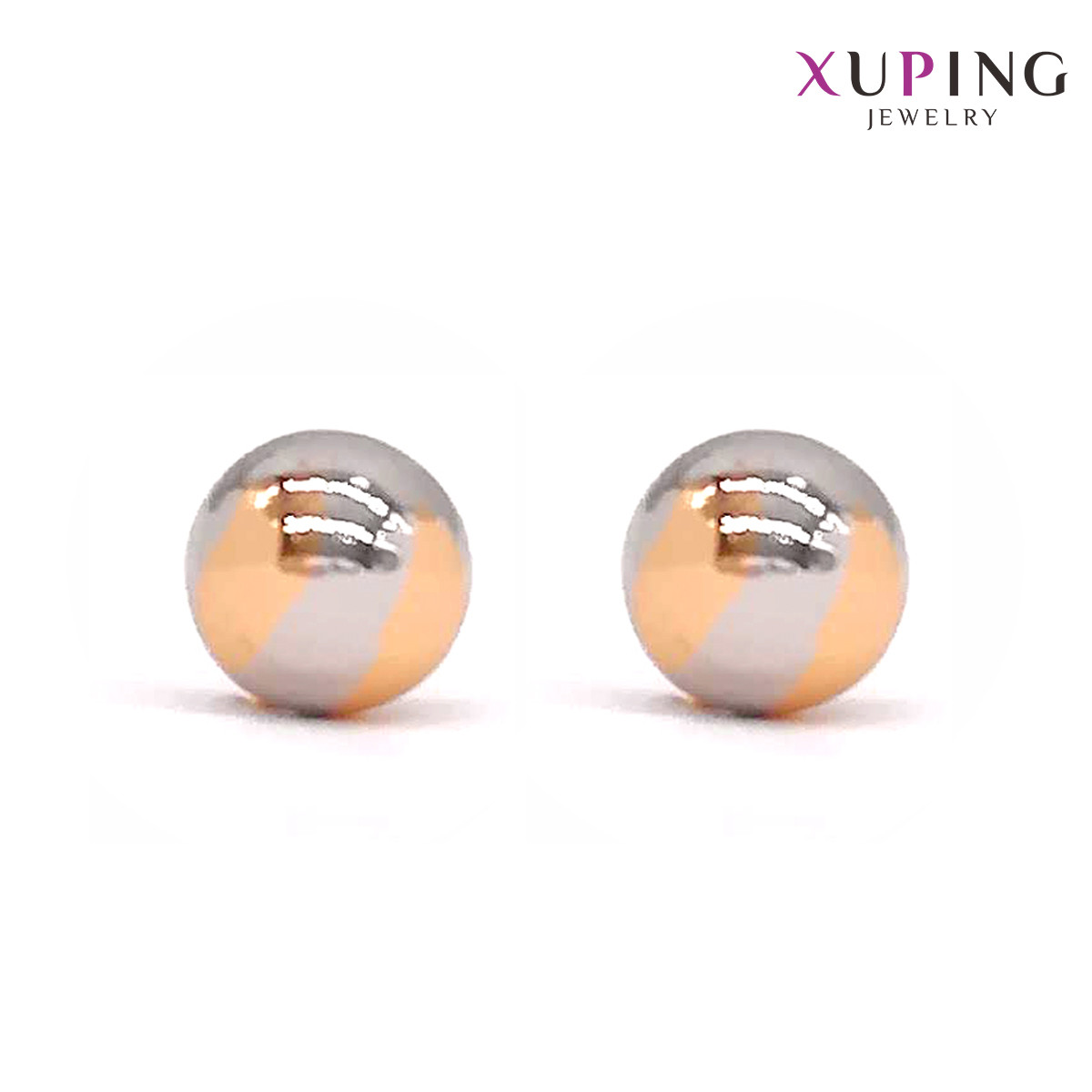 Сережки Xuping гвоздики, розмір 8х8 мм, вага 5 г, позолота 18K + родій, ХР00737 (1)