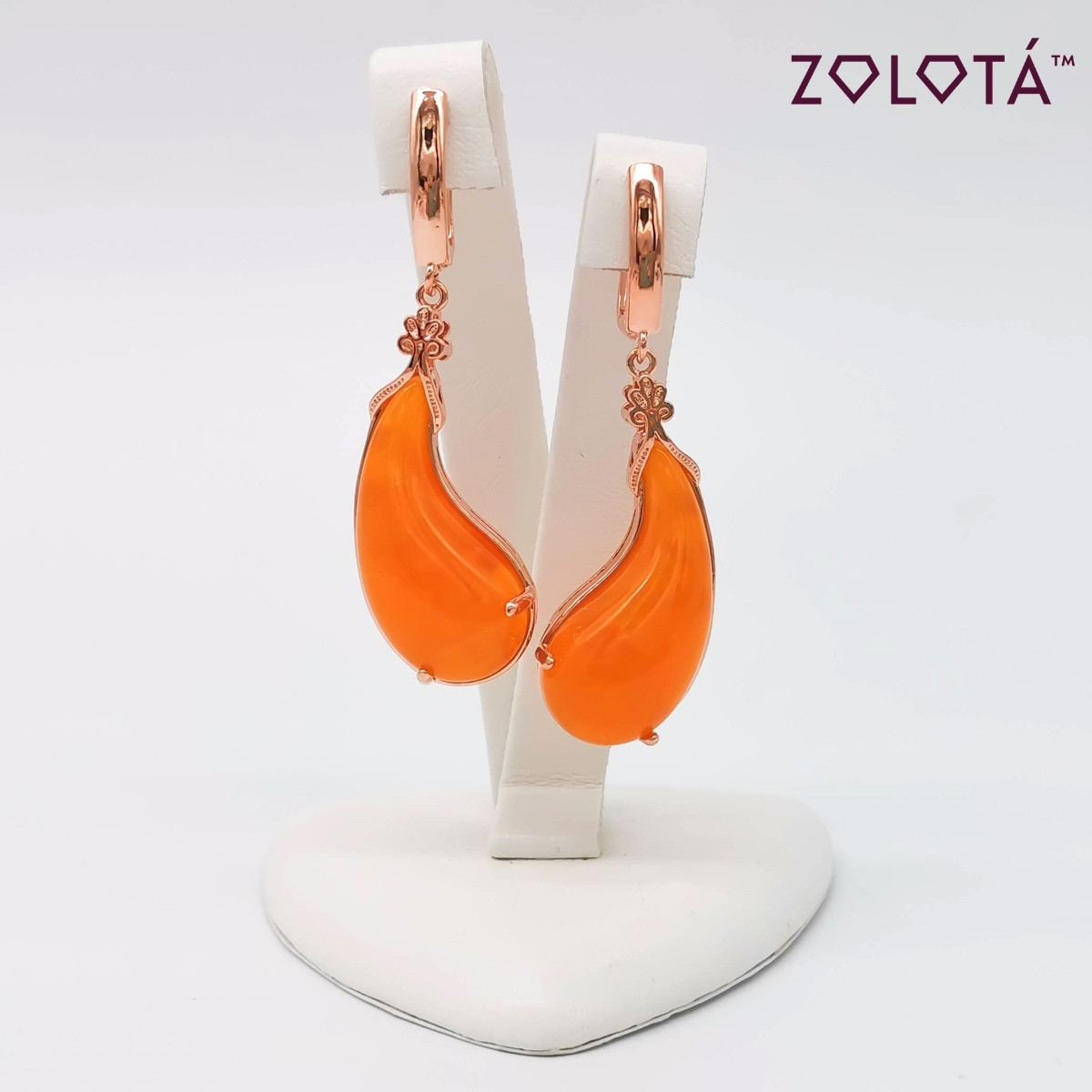 Серьги Zolota, размер 55х17 мм, янтарь (иммит.) оранжевого цвета, вес 10 г, позолота PO, ЗЛ01334 (1) - фото 1 - id-p1633833779