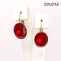 Серьги Zolota, размер 20х10 мм, кристаллы Swarovski красного цвета, вес 4 г, позолота PO, ЗЛ01413 (1)