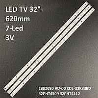 LED підсвітка TV LG 32" inch 7-led 620mm 3V 32LJ500 32LH500D 32PFS6401 GJ-2K16 GEMINI-315 D307-V1.1 1шт.