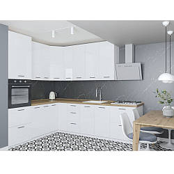 Кухня кутова Б'янка Люкс 210х270 см біла глянсова