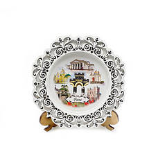 Тарілка дерев'яна біла Ф14см