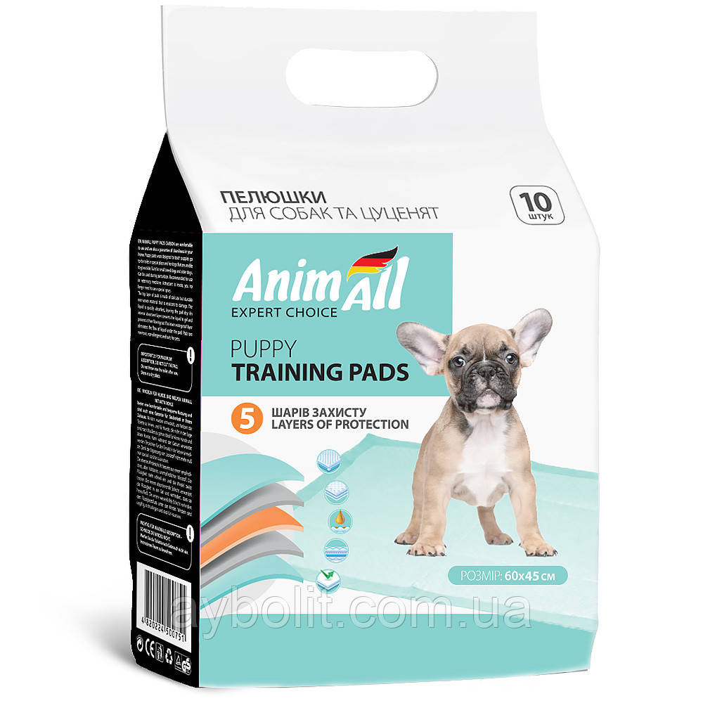 Пеленки AnimAll Puppy Training Pads для собак и щенков, 60×45 см, 10 штук