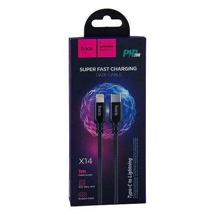 Кабель Hoco X14 Double speed PD charging data cable Lightning ( L-1M ) Black, фото 3