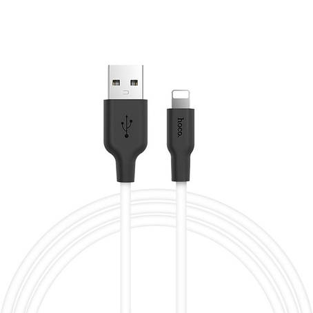 Кабель Hoco X21 Plus Silicone charging cable Lightning 1m Black & White, фото 1
