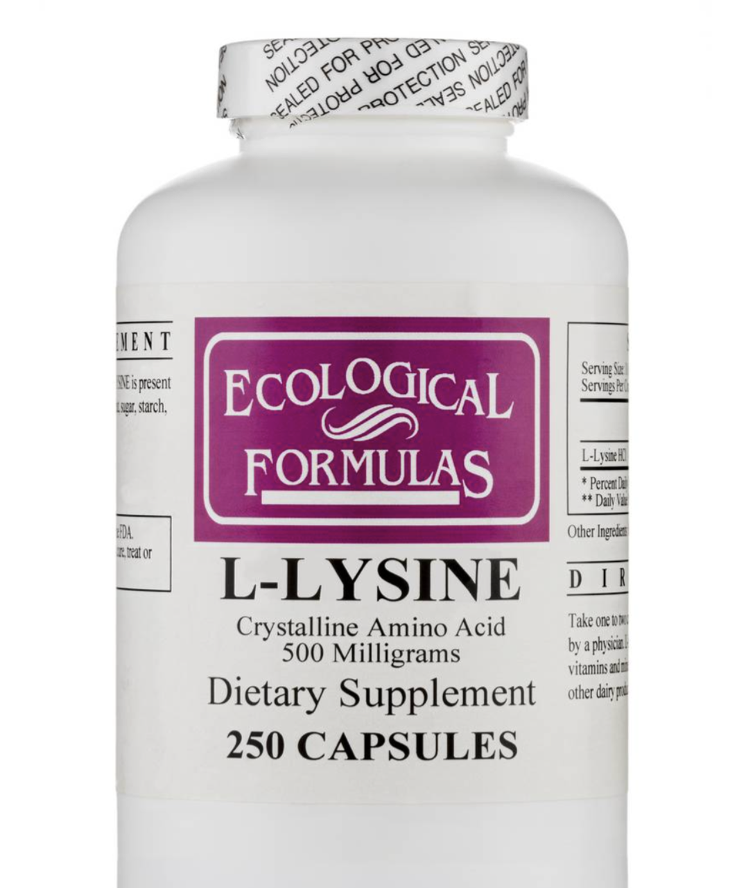 Ecological Formula L-Lysine / L-Лізин Підтримка імунної системи 500 мг 250 капсул