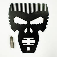 Металлический гребень для бороды череп с гаечным ключом Barber (барбер, парикмахер, расческа)