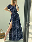 Жіноче плаття на літо імітація запах 003 (42-44,46-48,50-52") (квітка: моко, блакитний, оливка, синій) СП, фото 8