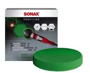 Полірувальний круг середньої жорсткості зелений 160 мм SONAX Polishing Pad Green (Medium), фото 2