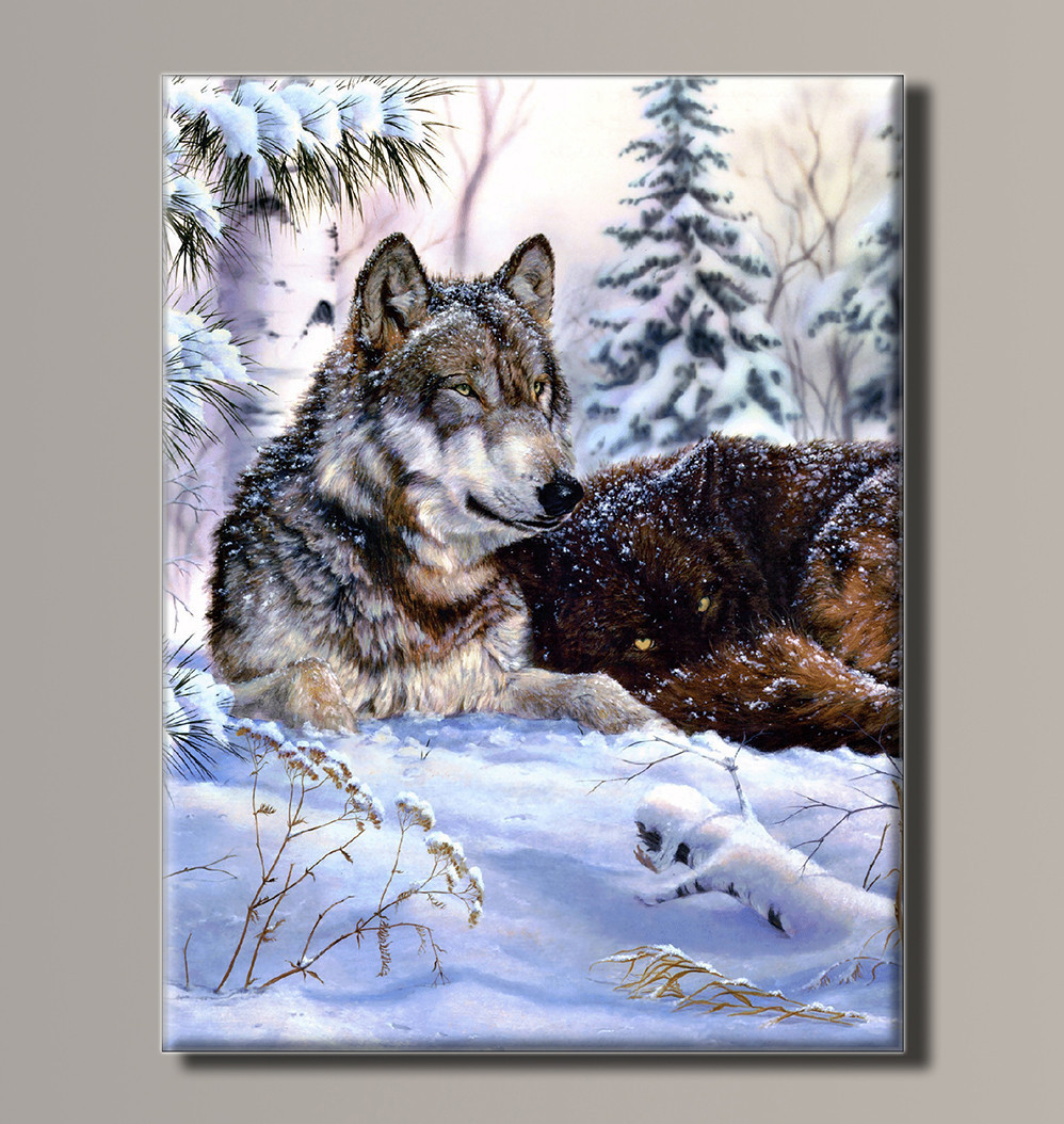 Картина (не раскраска) HolstArt Волки в зимнем лесу 41x54см арт.HAS-382 ...