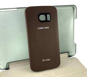 Чехол на Samsung S6 EDGE накладка силіконовий Original під шкіру бампер коричневий