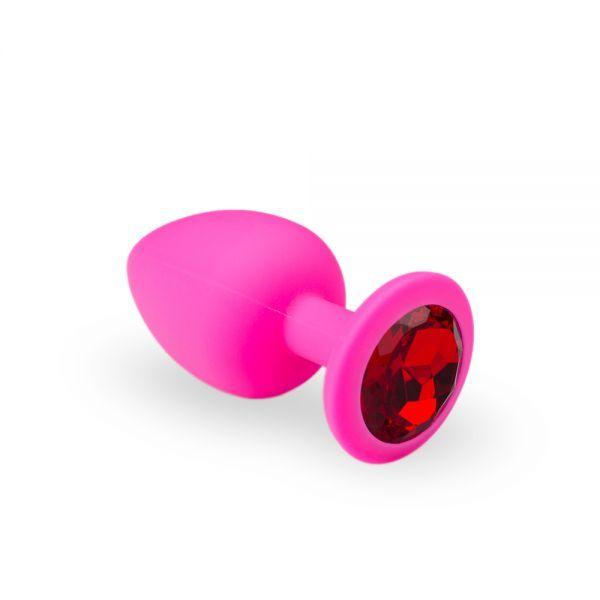 Анальний корок, Pink Silicone Ruby, L, фото 1