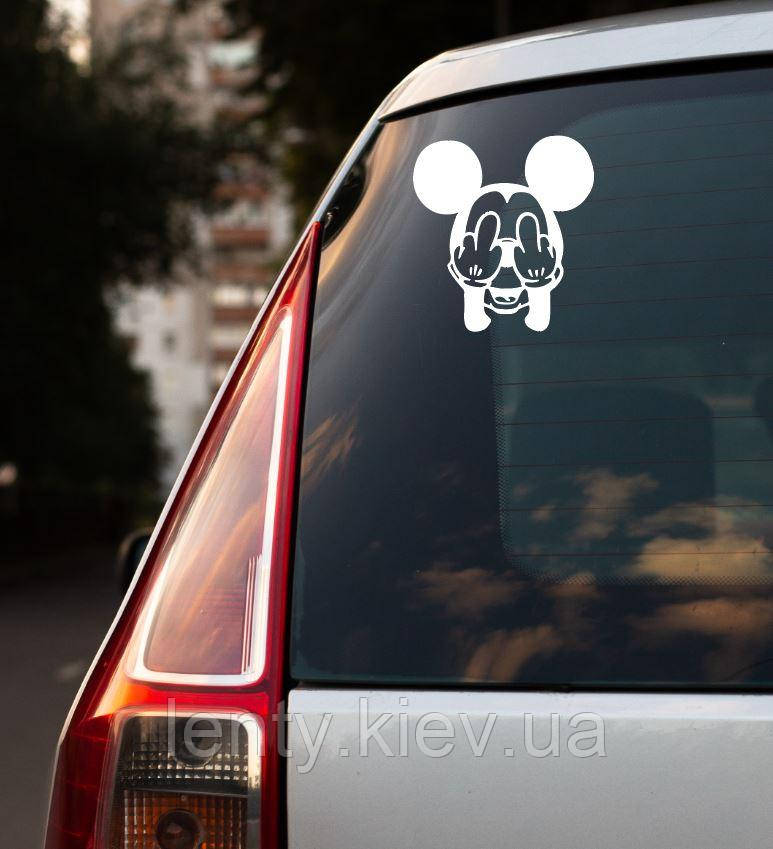 Наклейка на машину "Міккі Маус силует" 13х14 см (колір на вибір) - на скло / авто / автомобіль / машину