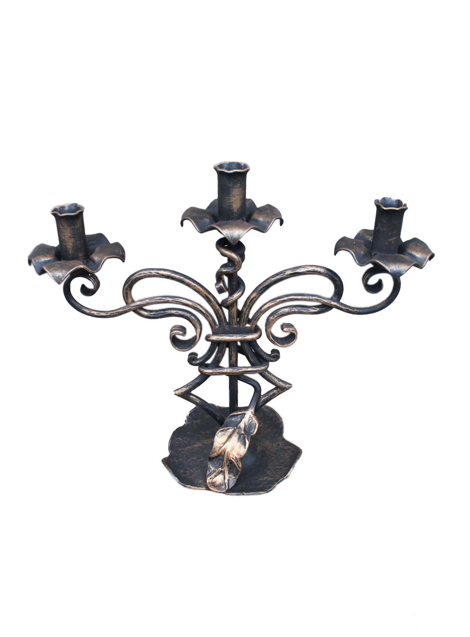 Кований свічник на 3 свічки, настільний, фото 1