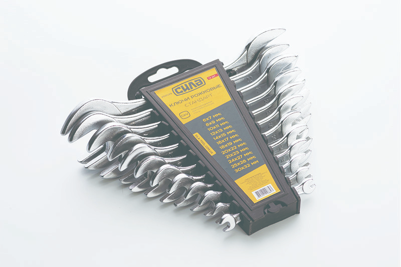 Набір ключів комбінованих Стандарт CrV 6х32 (12 шт.) СИЛА, фото 1