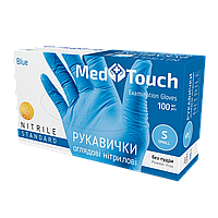 Перчатки нитриловые MedTouch, размер S, голубые, 100 шт