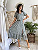 Стильне літнє плаття нижче коліна висока талія з розрізом софт, фото 8