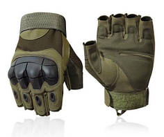 Тактичні рукавички безпалі розмір XL, колір олива